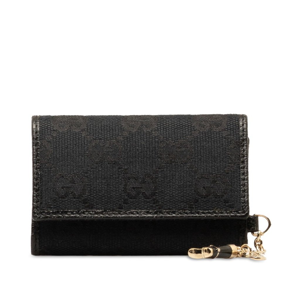 Gucci GG Canvas 6-ring Key Case 154184 Black Leather Women's GUCCI - Picture 2 of 9